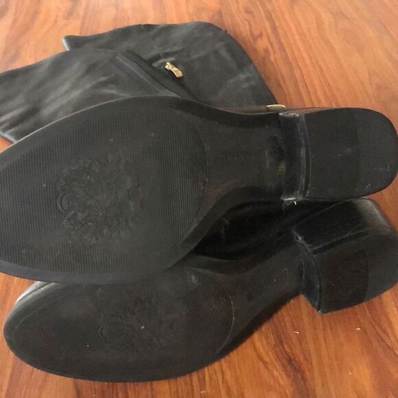 Vince Camuto Black leather boots bedina Gold hardware 8 - Picture 4 of 8